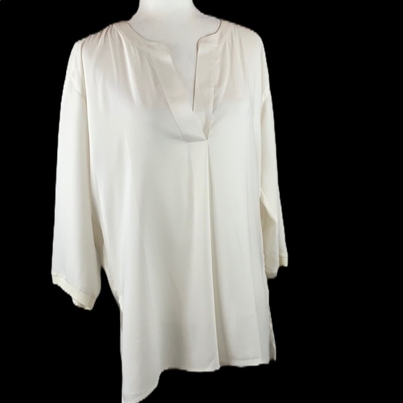 Ann Taylor V-Neck Tunic Ivory Blouse M - Picture 8 of 8